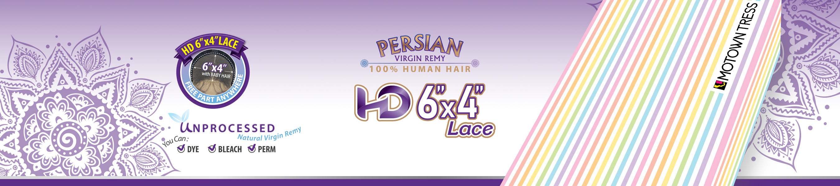 PERSIAN VIRGIN REMY HD 6"x4" LACE