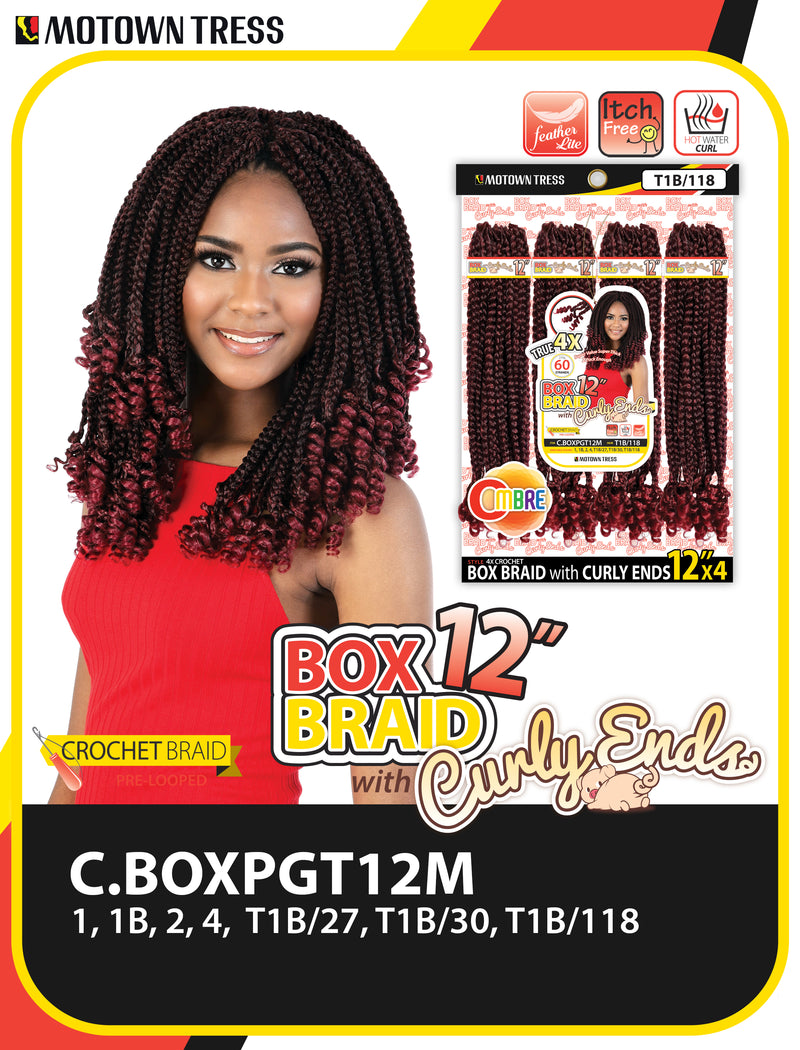 BOX BRAID with Curly Ends 12"x4