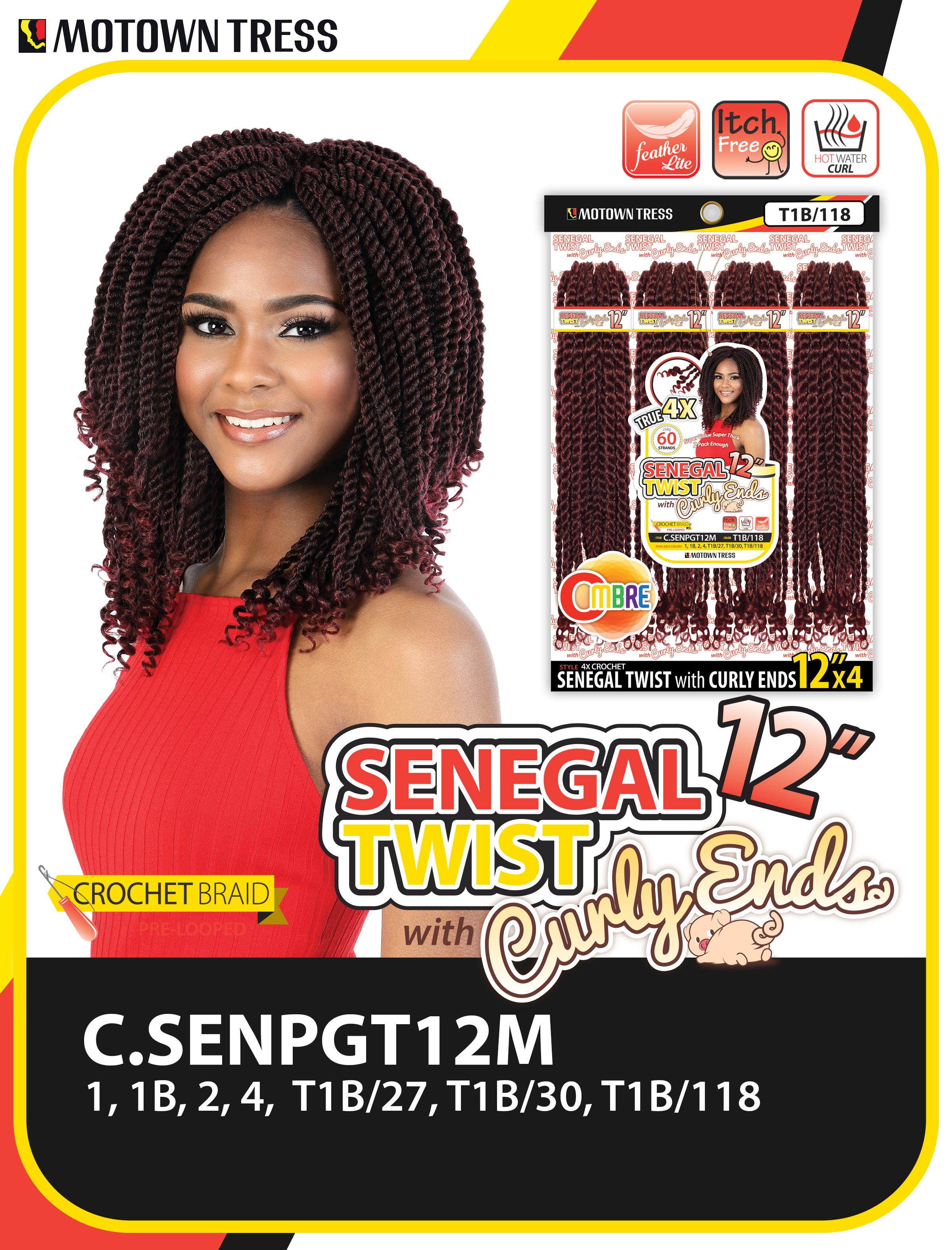 SENEGAL TWIST with Curly Ends 12"x4