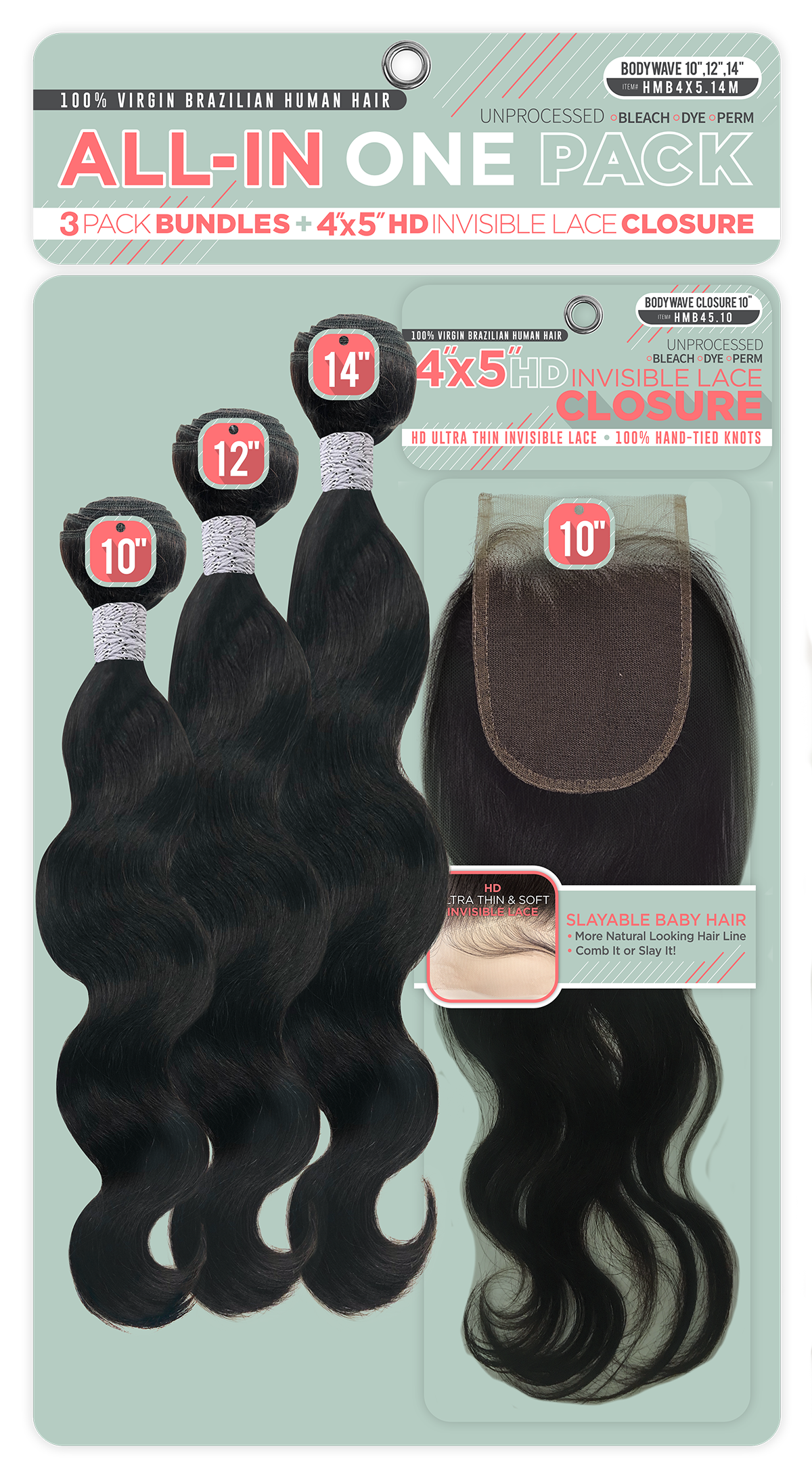 ALL IN ONE 3PACK BUNDLES + CLOSURE BODY WAVE
