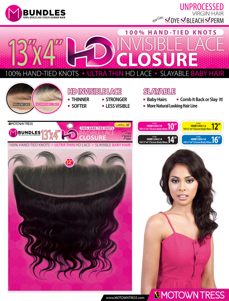 PINK_13"x4" HD INVISIBLE LACE CLOSURE BODY WAVE