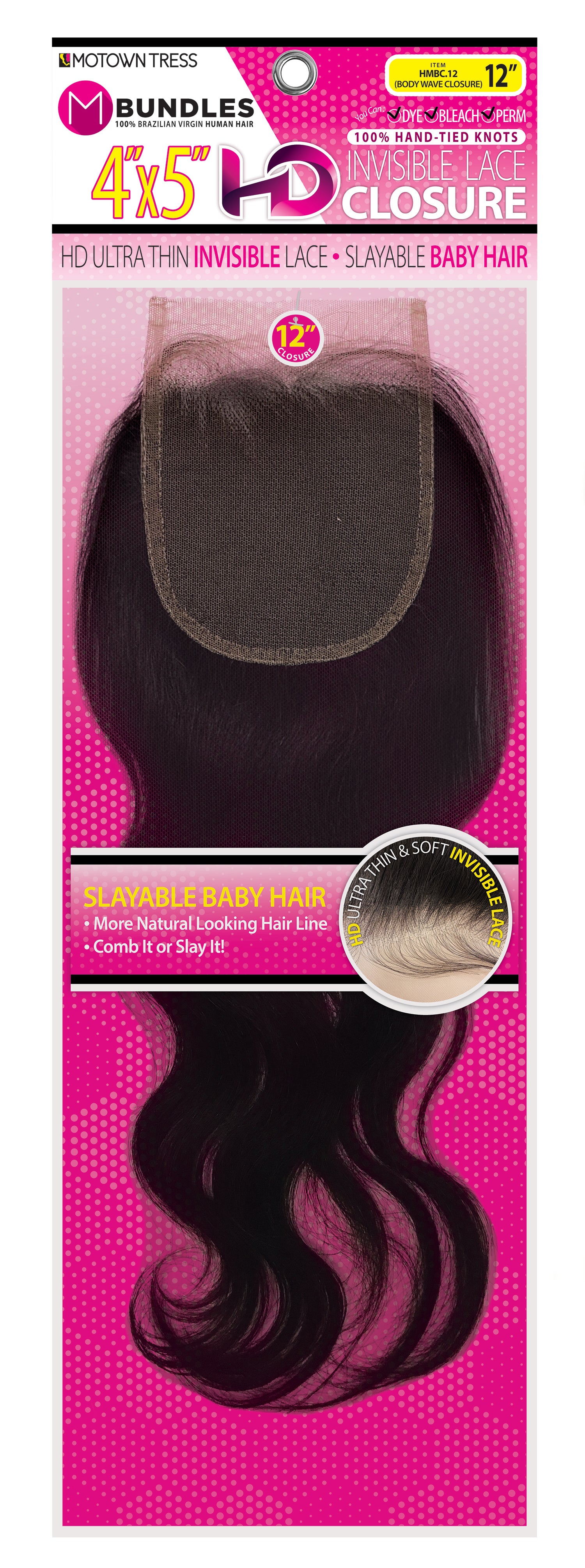 PINK_4"x5" HD INVISIBLE LACE CLOSURE BODY WAVE