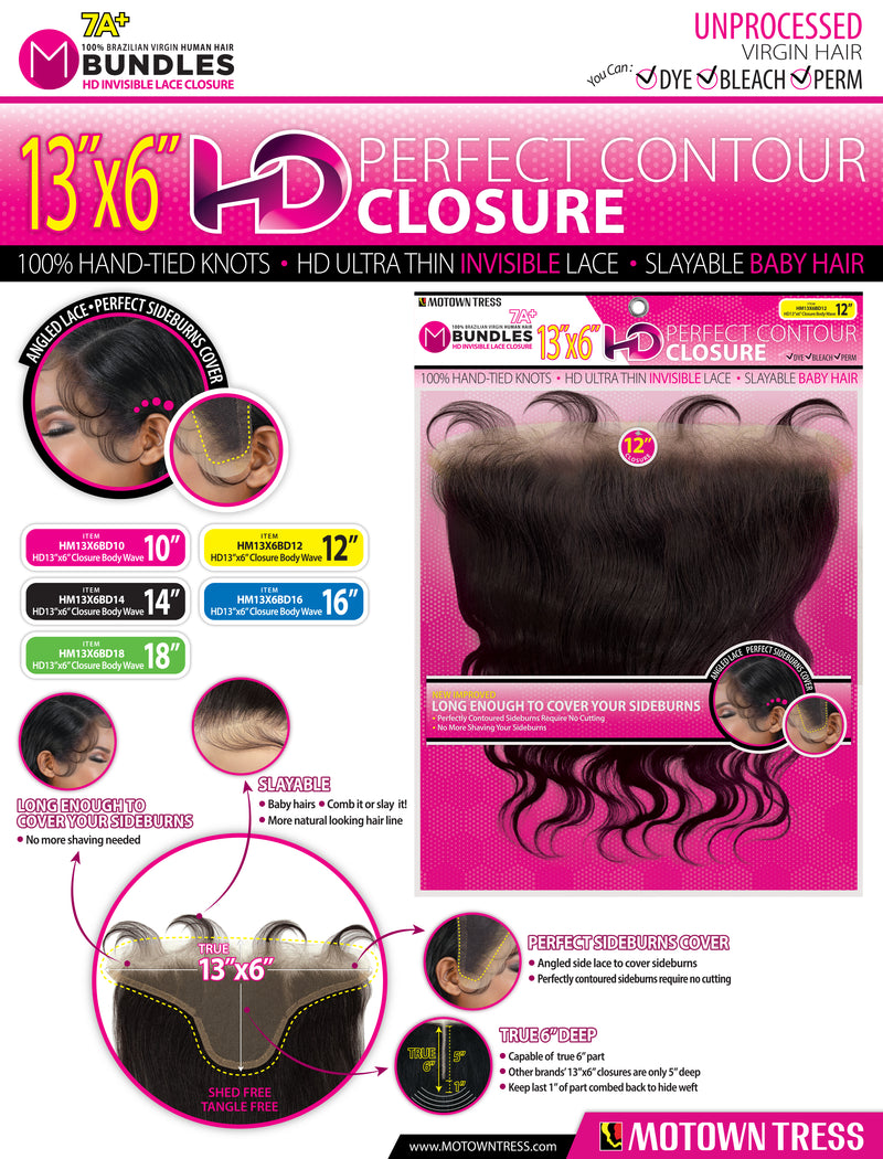 PINK_13"x6" HD PERFECT CONTOUR CLOSURE BODY WAVE