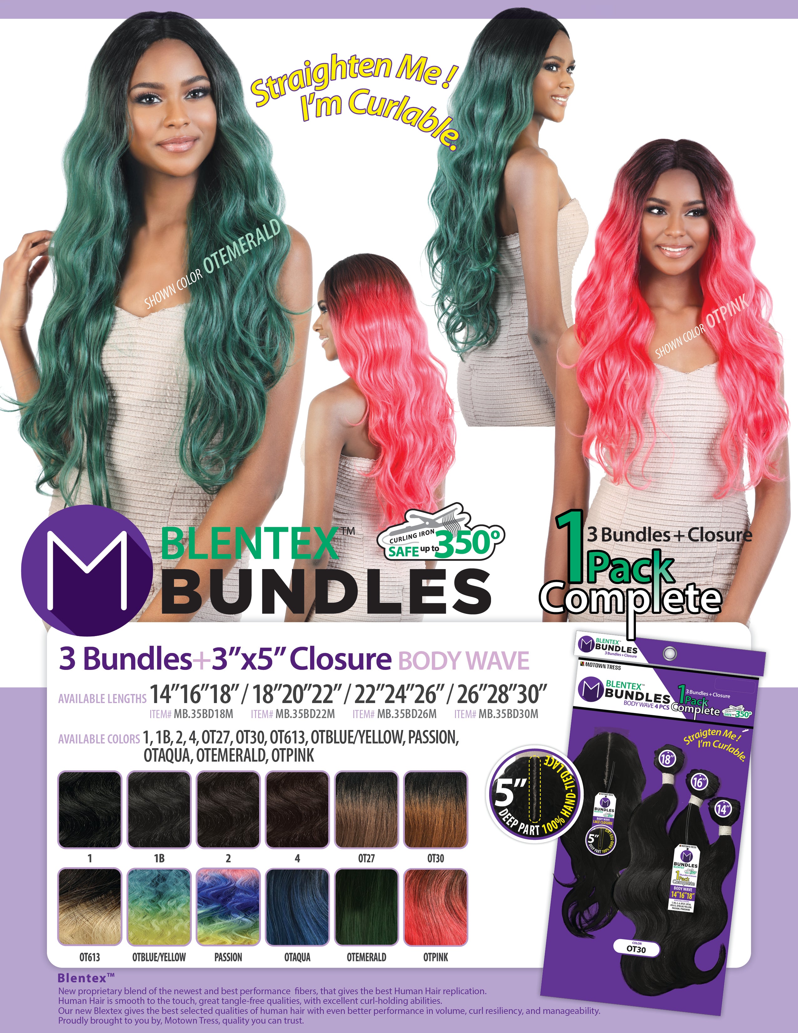 BLENTEX_3 BUNDLES + 3"x5" CLOSURE BODY WAVE