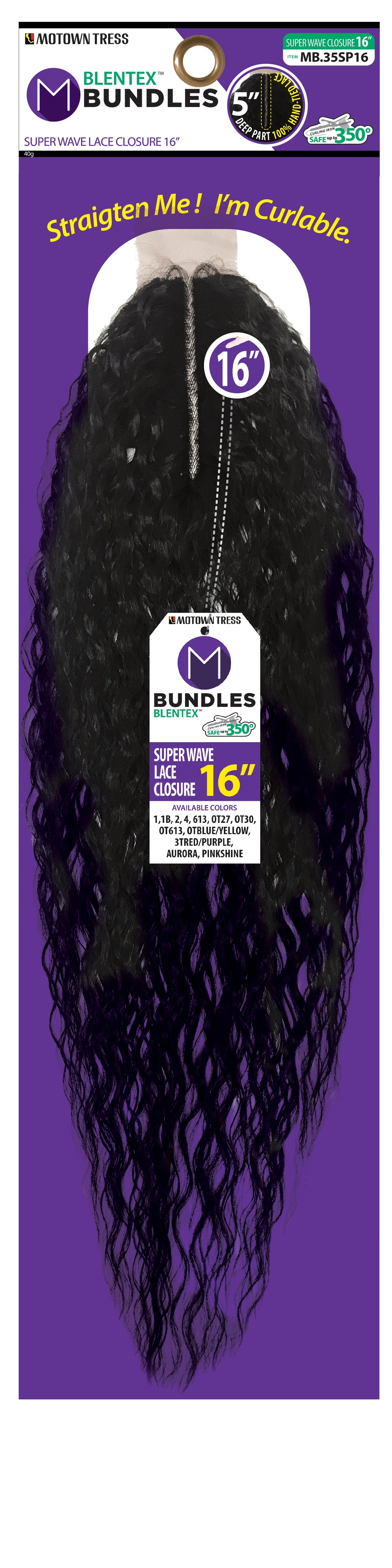 BLENTEX_3"x5" CLOSURE 16" SUPER WAVE