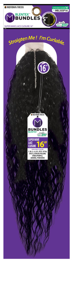 BLENTEX_3"x5" CLOSURE 16" SUPER WAVE