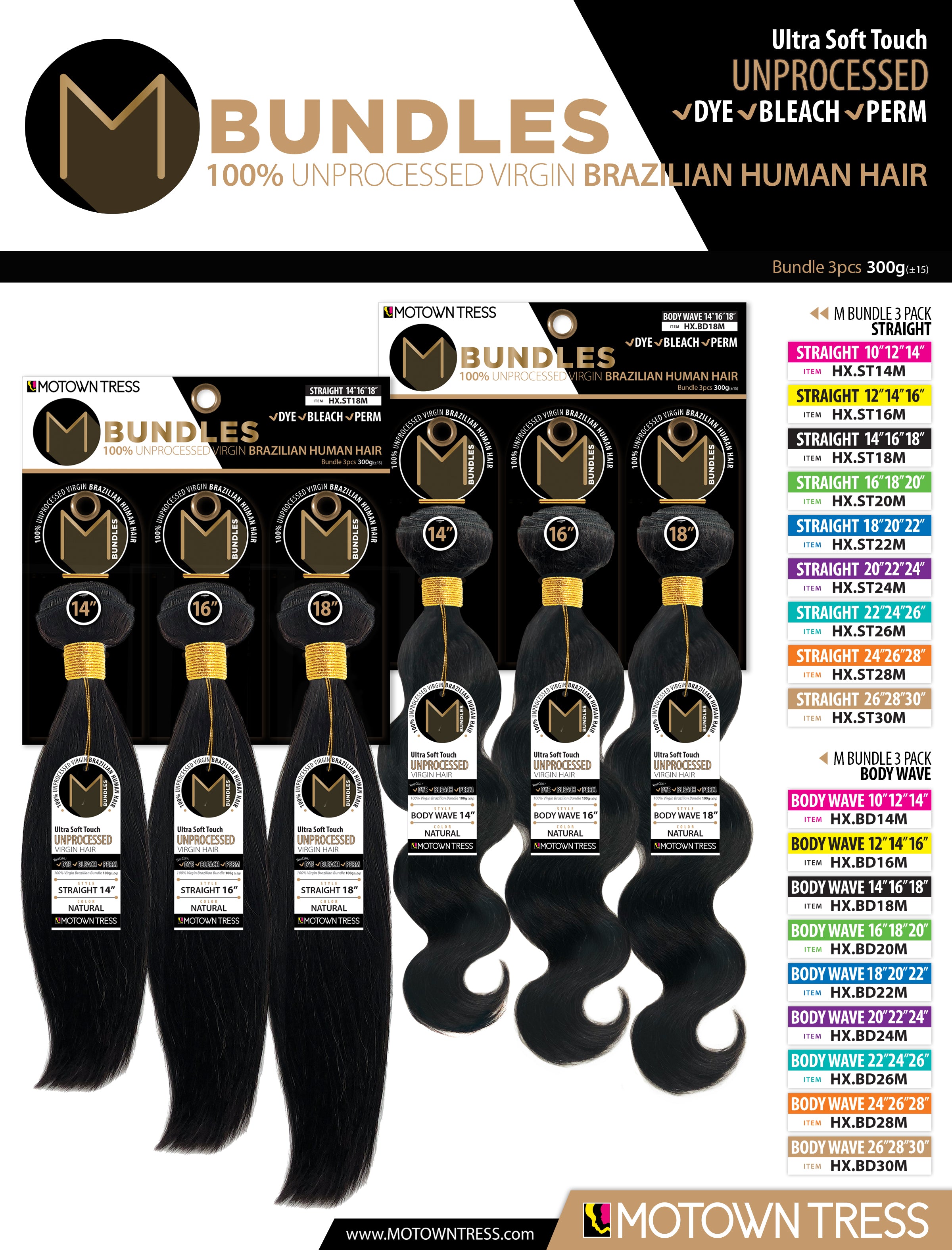 BLACK_3PACK BUNDLES SAMBA CURL