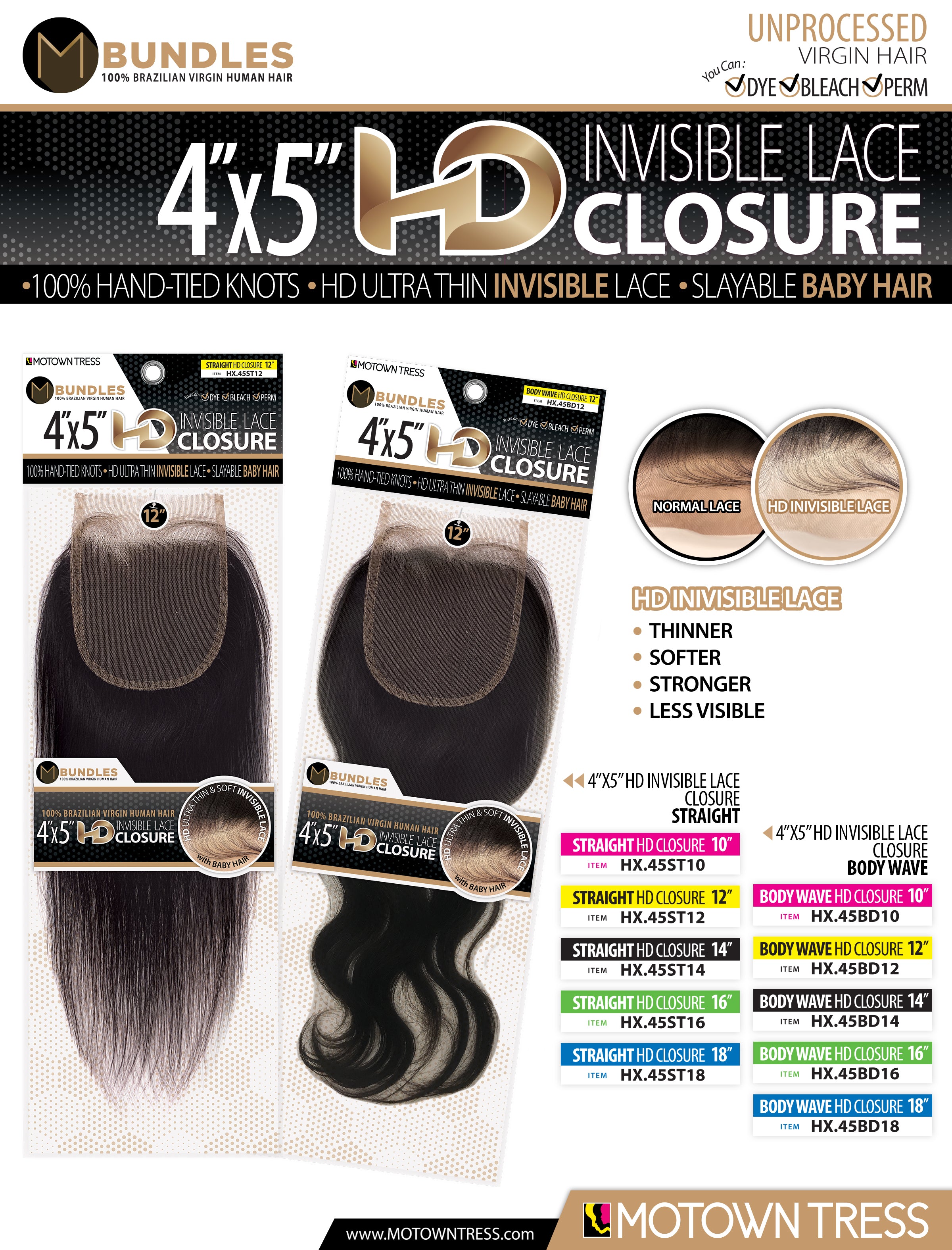 BLACK_4"x5" HD INVISIBLE LACE CLOSURE STRAIGHT