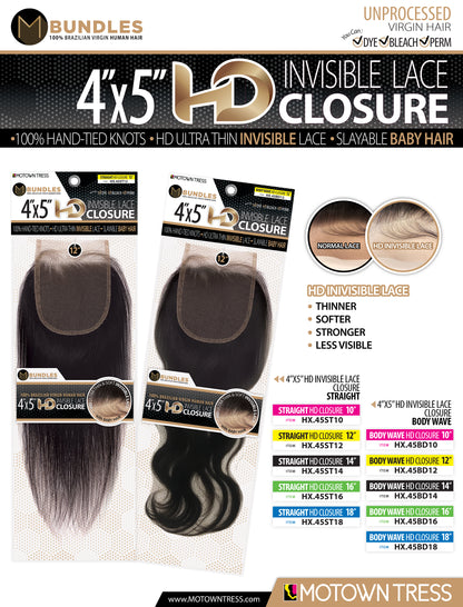 BLACK_4"x5" HD INVISIBLE LACE CLOSURE STRAIGHT