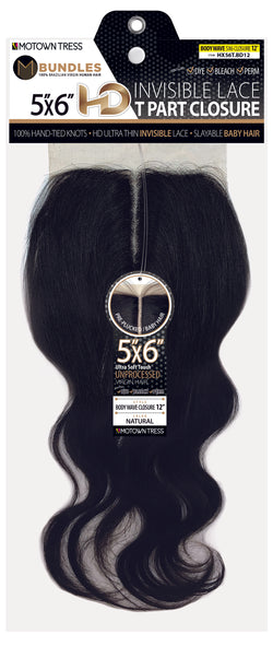 BLACK_5"x6" HD INVISIBLE LACE T-PART CLOSURE BODY WAVE