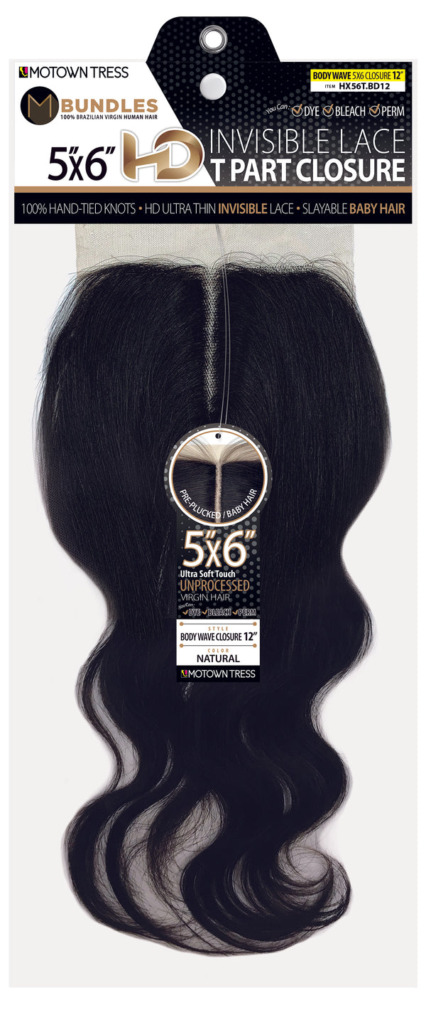 BLACK_5"x6" HD INVISIBLE LACE T-PART CLOSURE BODY WAVE