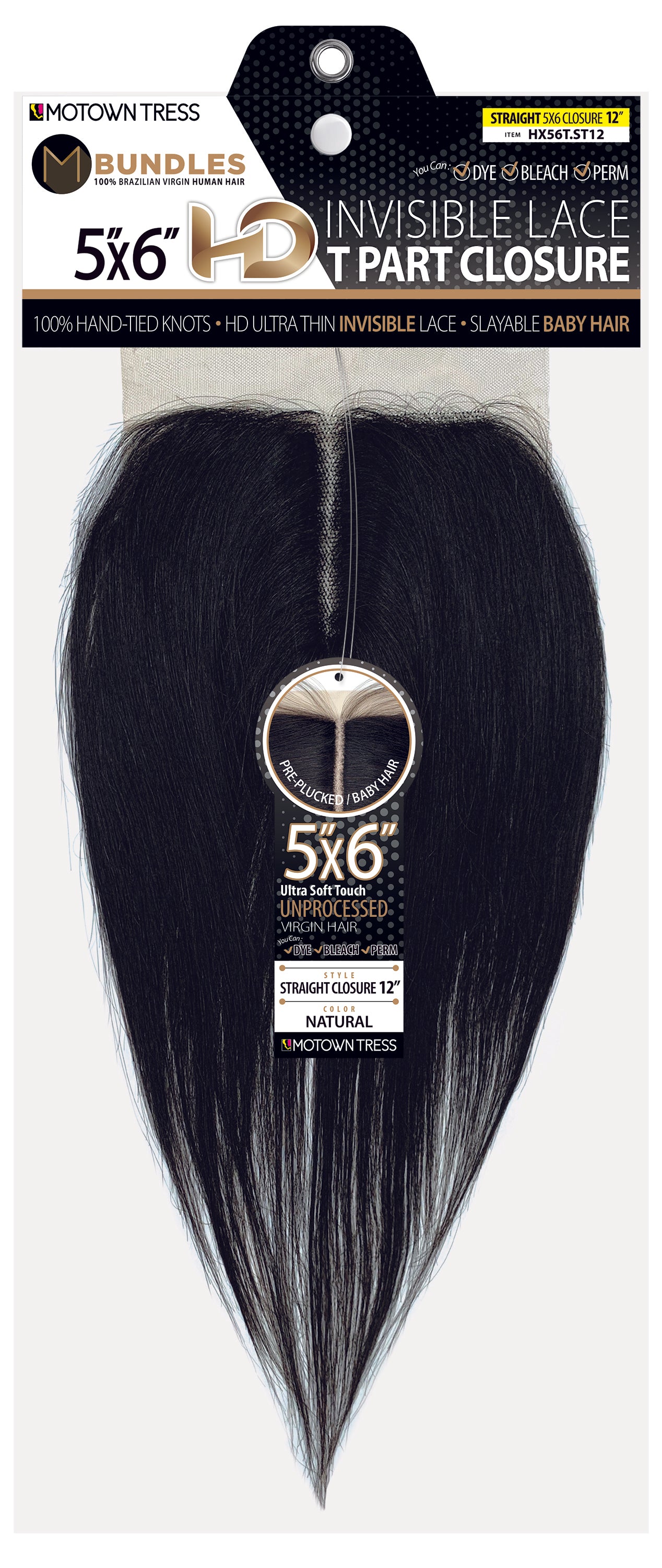 BLACK_5"x6" HD INVISIBLE LACE T-PART CLOSURE STRAIGHT