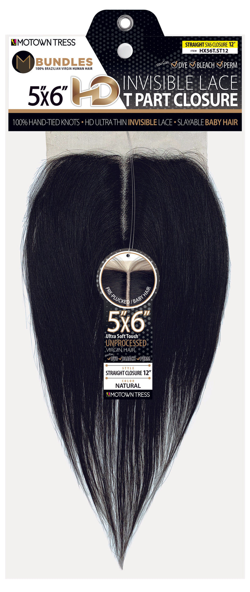 BLACK_5"x6" HD INVISIBLE LACE T-PART CLOSURE STRAIGHT
