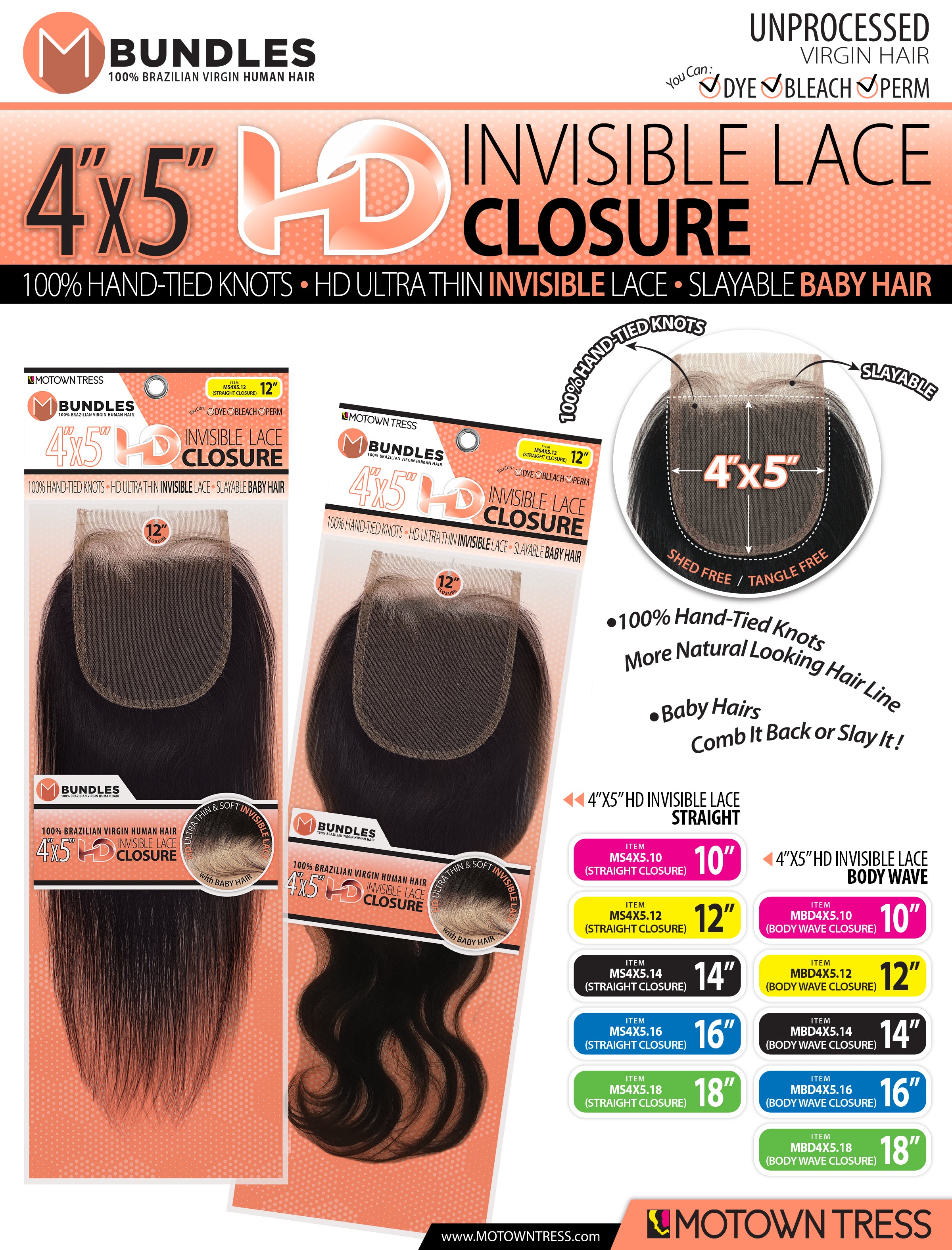 NEON_4"x5" HD INVISIBLE LACE CLOSURE BODYWAVE