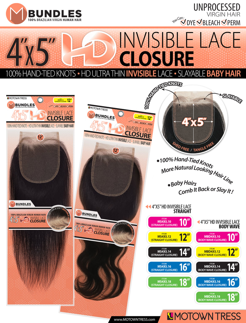 NEON_4"x5" HD INVISIBLE LACE CLOSURE BODYWAVE